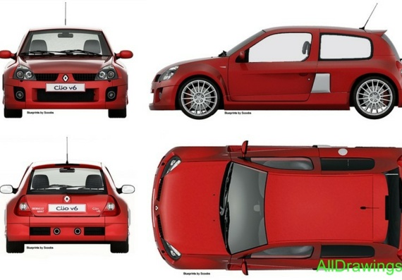 Renault Clio V6 (Renault Clio B6) - drawings (figures) of the car